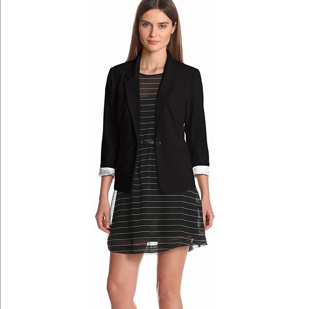 NWT Kensie Women's Stretch Crepe Blazer Black S